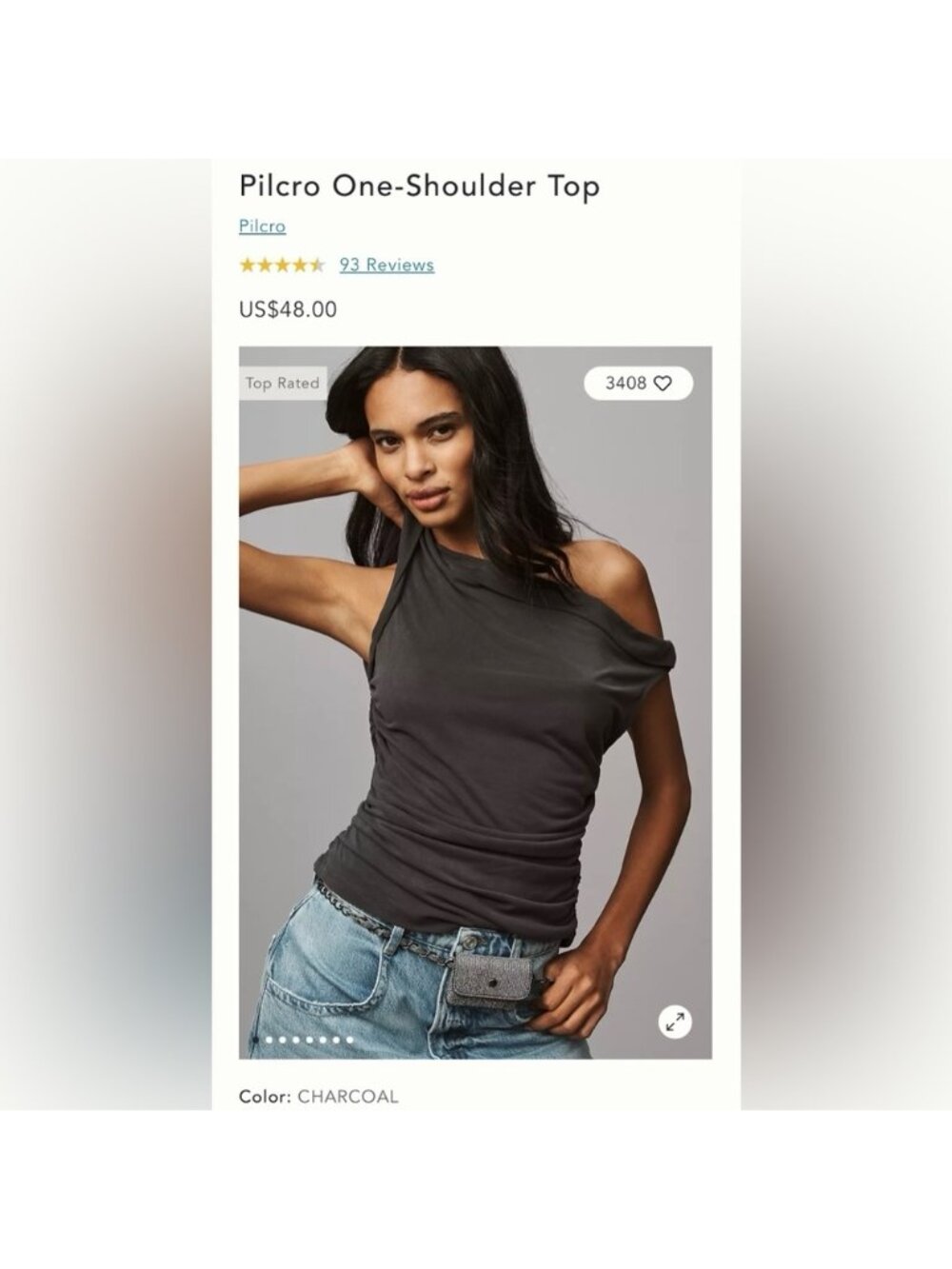 NWT Size L - Anthropologie Pilcro One-Shoulder Top (NWT USD48)